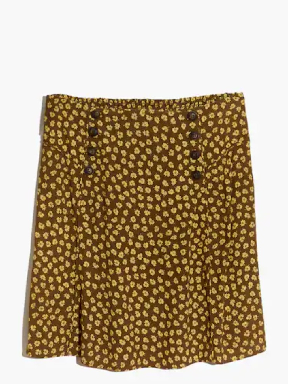 Madewell Brown Floral A-Line Skirt with Yellow Blossoms
